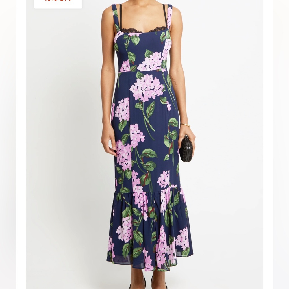 O.P.T navy floral print sweetheart maxi dress size 8 - NWT